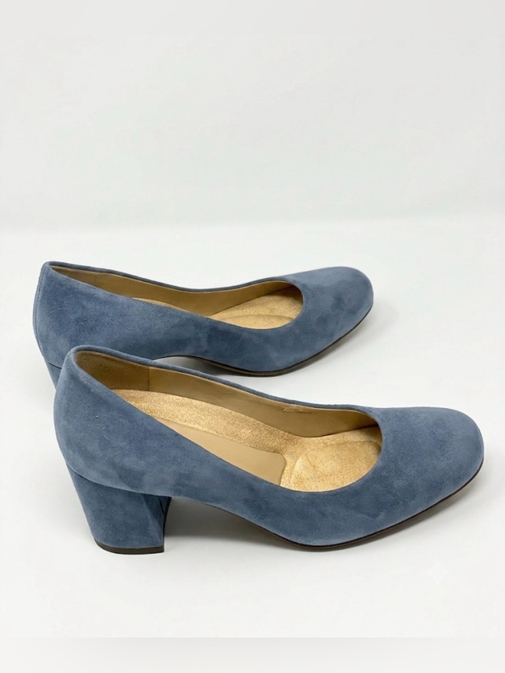 Naturalizer Whitney Suede Block Heel Pumps Blue 6.5M